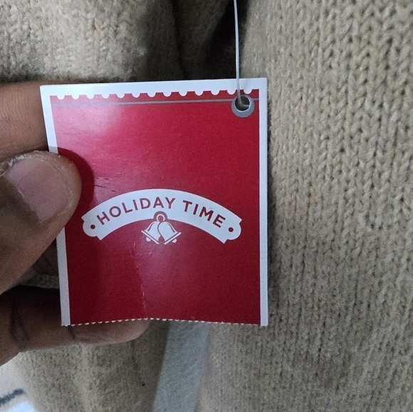 Holiday Time Sweater Women 2X Plus Long Sleeve Grannycore Tan Red Fair Isle New - Picture 10 of 15